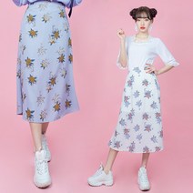 아이스텔라 아이보리 소라 실크 꽃무늬 밴딩 롱스커트 봄 여름 쉬폰 가을 러블리 치마 A라인 플라워 데이트룩 데일리 하객 페미닌 여성 여자