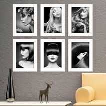 꾸밈 ct041-그녀의헤어스타일액자세트 디자인액자, 화이트