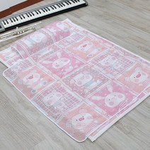 삼천리이불 시원한 여름 리플 일체형 낮잠이불, 일체형 래빗베어 핑크 리플 홑이불세트