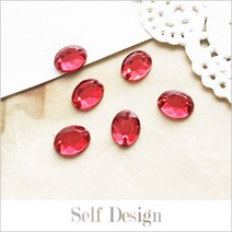 라핸즈 레드 타원 비딩장식 3개