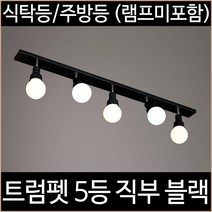 [소노조명]트럼펫 5등 직부 주방등 블랙, 블랙_(램프별도)