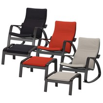 이케아 POANG 흔들의자+풋스툴(프레임블랙브라운) 풀세트, 크니사라이트베이지_992.415.43+992.446.74