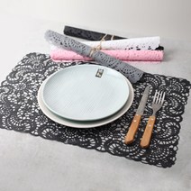 레이스 식탁매트 1+1, 핑크+그레이, 2P (45x30cm)