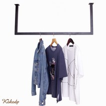 코코디피 옷가게용 주문제작 천장 벽면 부착 파이프 행거 천정 고정 헹거 옷걸이 봉, 25각 + 가로 120cm와 폭 40cm + 금색, 1개