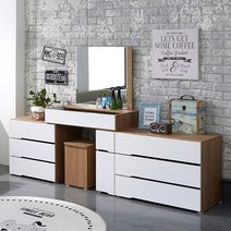 엣지퍼니처 셀린 화장대 서랍장 수납의자 풀세트 A형, 오크화이트