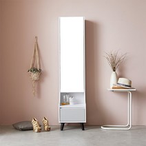 나무뜰 룩크투 전신거울 화장대 수납장, 오크화이트