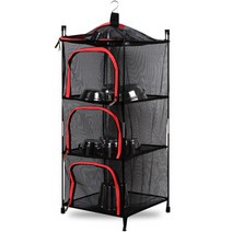 노마드캠핑 캐비넷 사각 식기건조망 + 전용파우치 + 폴대, 네온핑크, 1세트