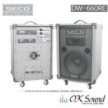 SECO DW-660RE 300W 충전식앰프 USB SD 녹음 2채널 무선마이크 포함, 핸드+헤드셋