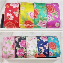 4cm폭 꽃나비 한복원단 리본/배씨머리핀재료/한복리본, 노랑, 1개