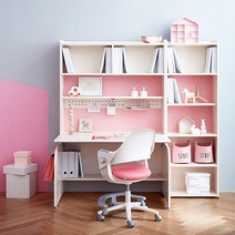 일룸 링키 컴팩트 책상세트   시디즈 링고의자, 아이보리 핑크:인조가죽블루