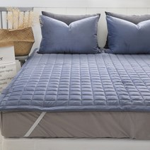 마이센스 극세사 고정밴딩 누빔 침대 패드, 블루