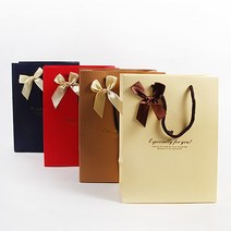리본 선물포장 종이가방 쇼핑백, 네이비(중)