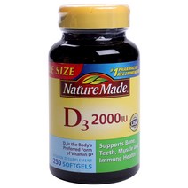 네이처메이드 비타민 D3 2000 IU 소프트젤, 250개입, 1개