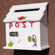 마프 예쁜 벽걸이 우체통 편지함 우편함, D1691W화이트 미니잔디 자물쇠우체통