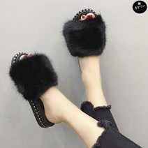 용순언니 피너스 여성용 털 슬리퍼 신발