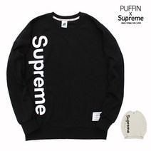 [Supreme] 오버핏 맨투맨 티셔츠_슈프림 버티컬로고