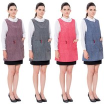 에이엠공구 데님프린트 옆단추 원피스앞치마 생활방수 기능성 앞치마, 밤색(특대), 1개