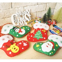 맘아트 DIY 크리스마스 양말 만들기 1인 키트 펠트, D.그린 산타