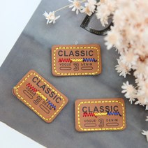 원단킹 봉제식라벨와펜]3개모티브-Classic가죽(99935)