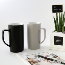 웰진 일자 롱 머그컵 무광 500ml, 그레이, 1개