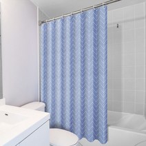 JSS&D PEVA 욕실 샤워커튼 헤링본블루그레이(커튼고리포함), 1장