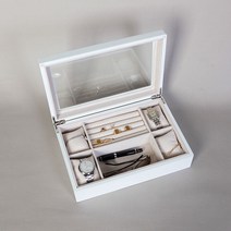 타임텐 우드 쇼케이스 보석 악세서리 수납함-2색상, 화이트, 1개
