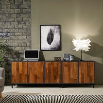 하겐스 높은 TV 멀바우 원목 거실장 2000A WL170C, 다크그레이