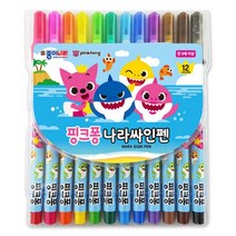 핸디몰 핑크퐁모음(핑크퐁색종이 핑크퐁싸인펜 핑크퐁글라스아트.화방), 핑크퐁상어가족나라 싸인펜(12색)