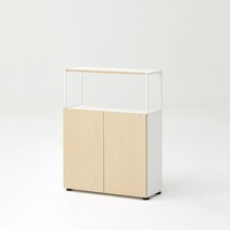 듀오백 라이트오피스 3단2도어 수납책장B CF083B2D2(800x1060), 책장 화이트+도어 화이트