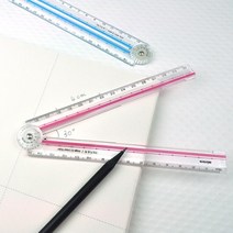 점프 접이식 각도기겸용 더블자, 핑크
