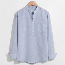 엠엔씨 면마 스트라이프 헨리넥셔츠 MDLS125MT