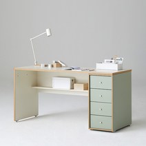 한샘 샘 책상 150cm 하부서랍형 시공, 색상:좌형/메이플/피치(E)
