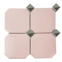 중앙데코 옥타곤 팔각모자이크 타일 148각, 옥타곤모자이크/148각 핑크+실버포인트, 1장