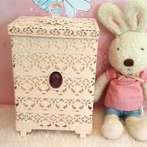 화장대 소품 핑크 메탈 레이스 큐빅 사각 휴지통