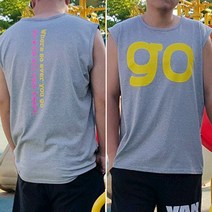 빅사이즈 나시티 남여공용 네온색 GO프린트민소매