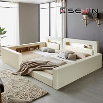 세진침대 브리토 LED 수납 범퍼형 패밀리침대+솔리드7존독립, 브리토 LED 수납 범퍼형 패밀리침대+솔리드7존독립40T(아이보리)