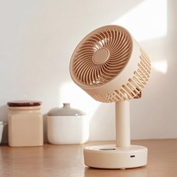 LINSHU 무선 무소음 탁상용 선풍기 소형 USB 휴대용, 베이지, JAF17