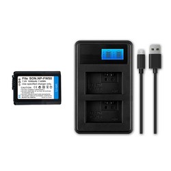 Zoom-AI 에이아이 소니 NP-FW50 배터리 호환 ZV-E10 RX10 A7II A6500 A6400, 1개, NP-FW50 1개+듀얼충전기