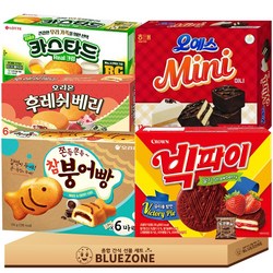 인기 파이 스낵 과자 B세트 참붕어빵174g 롯데카스타드138g 빅파이216g 후레쉬베리168g 오예스미니192g 몽실22g, 1세트, 혼합