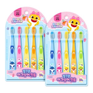 아텍스 핑크퐁아기상어 유아칫솔 5종 세트