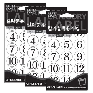 쁘띠팬시 칼라분류용 숫자 1~75 견출지 라벨스티커