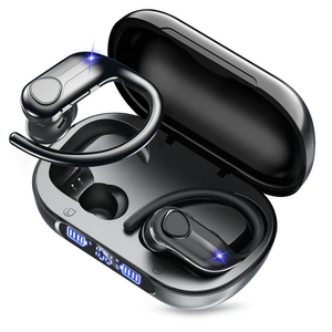 KONLI 귀걸이형 무선 블루투스 이어폰 노이즈 캔슬링 스포츠 방수 대용량 배터리 버튼식 S1, 블랙