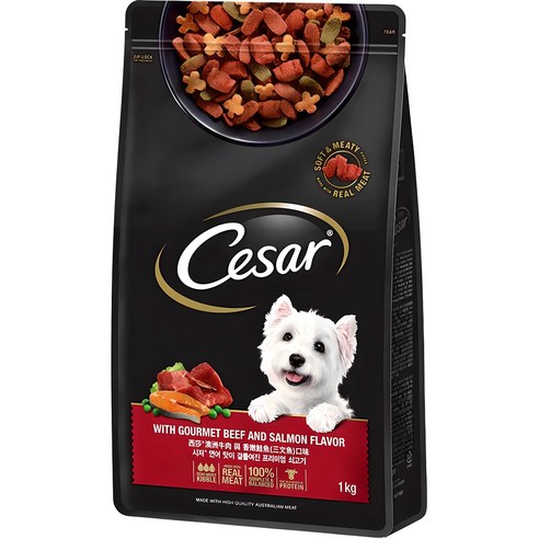 시저 어덜트 강아지 건식사료, 소, 1kg, 1개