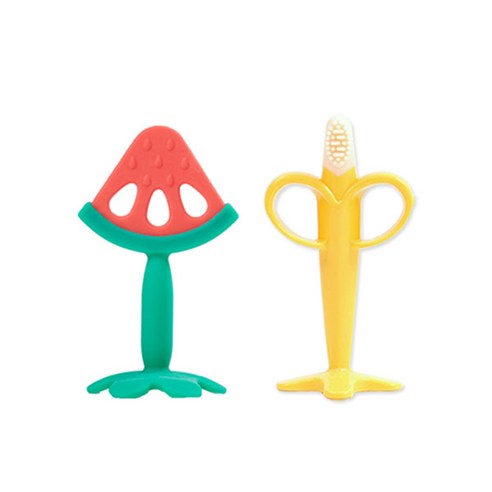 베이비앤아이 실리콘 치발기 수박 + 바나나, 수박+바나나, 혼합색상, 1세트