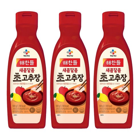해찬들 새콤달콤 초고추장 튜브형, 500g, 3개