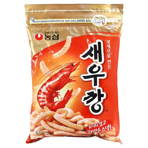 농심 새우깡 지퍼 대용량 400g 식품 > 스낵/간식 스낵/시리얼 과자쿠키/비스킷/크래커 과자쿠키, 400g, 1개