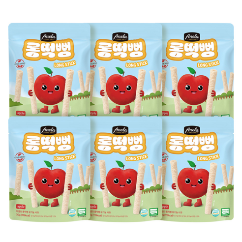 아넬라 유기농 롱떡뻥, 사과, 30g, 6개