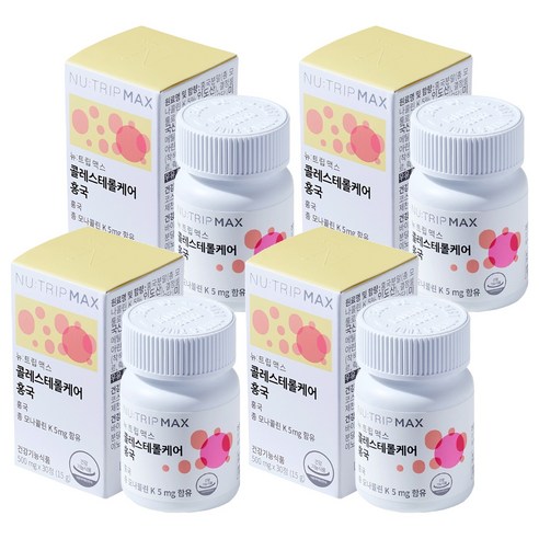 뉴트립 콜레스테롤케어 홍국 500 mg, 30정, 4개