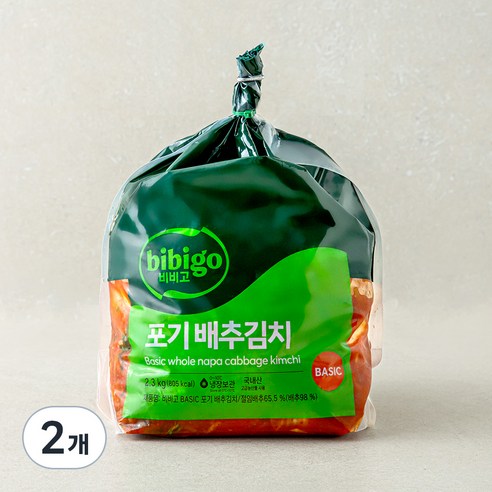[로켓프레시] 비비고 베이직 포기 배추김치, 2.3kg, 2개