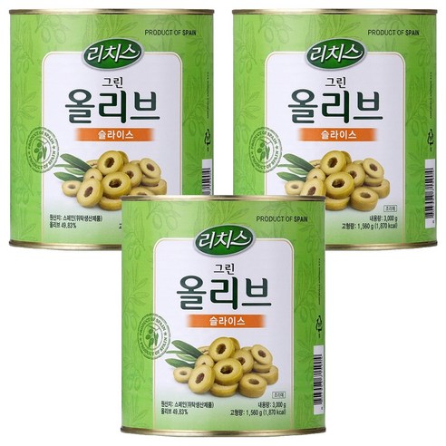 리치스 슬라이스 그린 올리브, 3kg, 3개